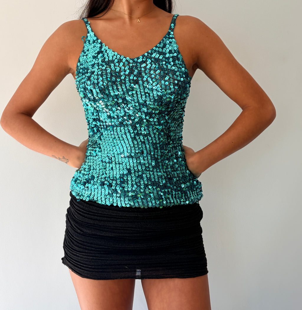 Teal Sequin Cami
