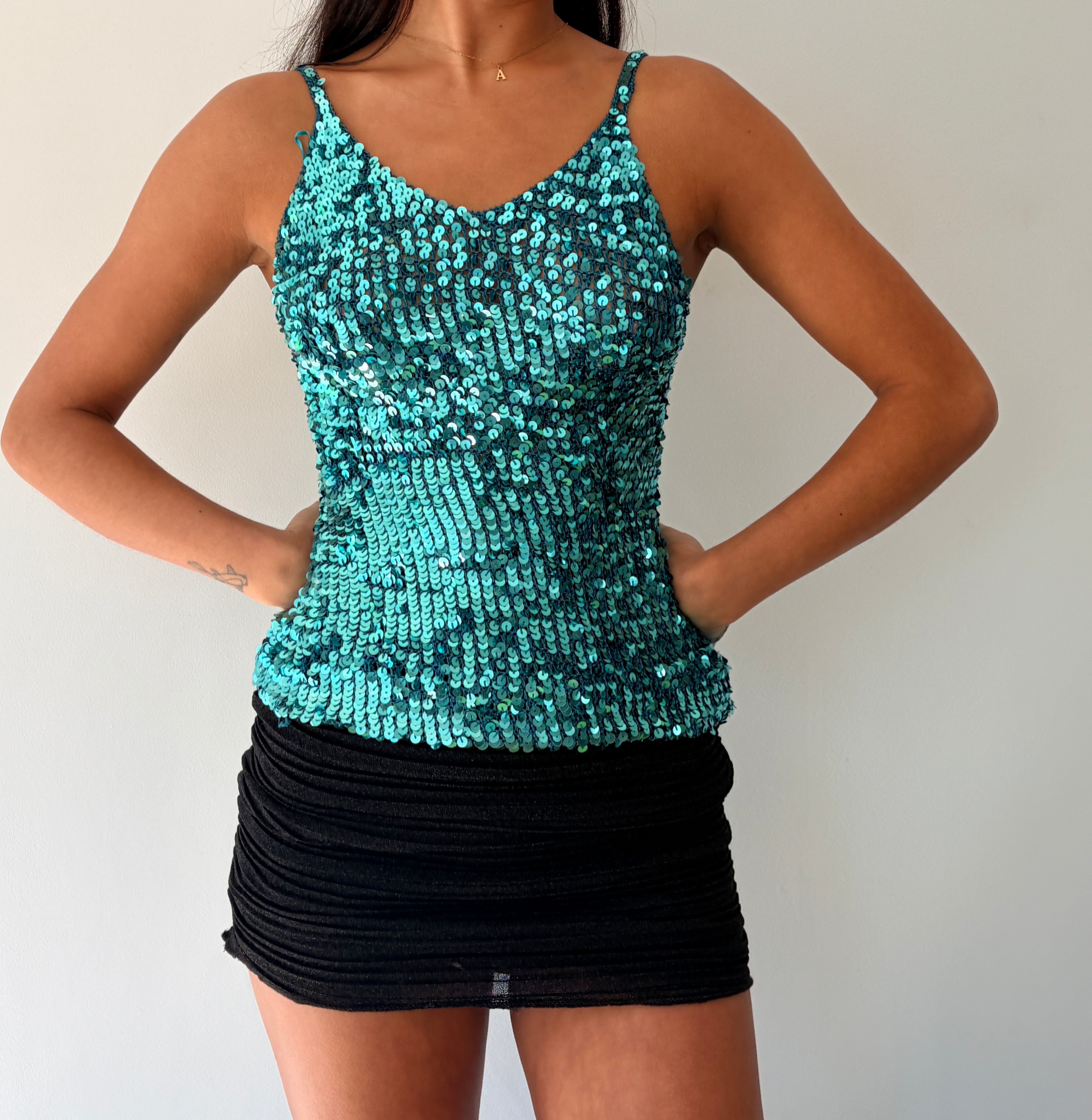Teal Sequin Cami