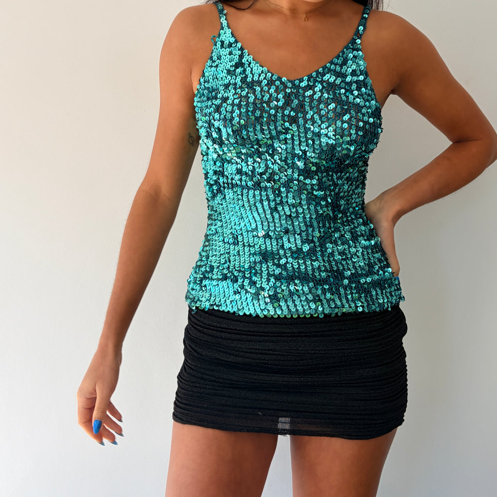 Teal Sequin Cami