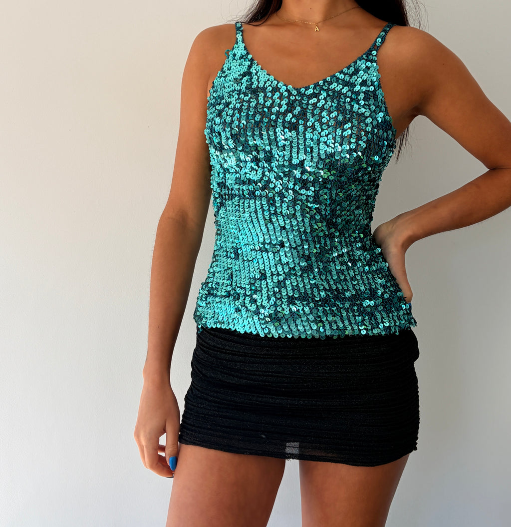 Teal Sequin Cami