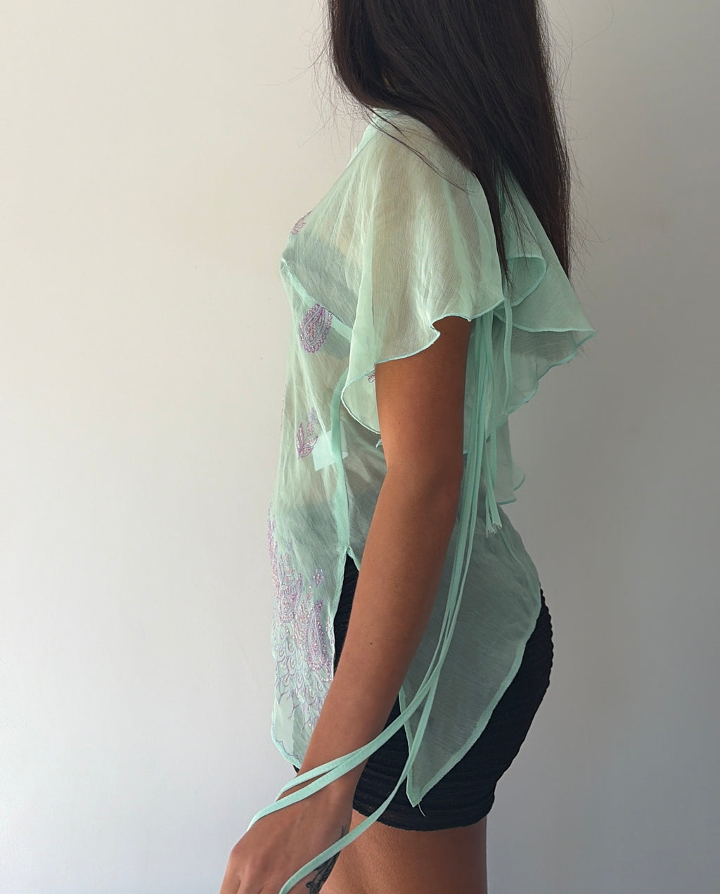 Turquoise and Pink Off Shoulder Floaty Cami