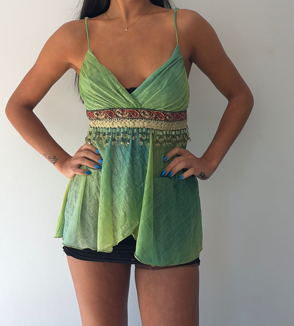 Green Beaded Floaty Top