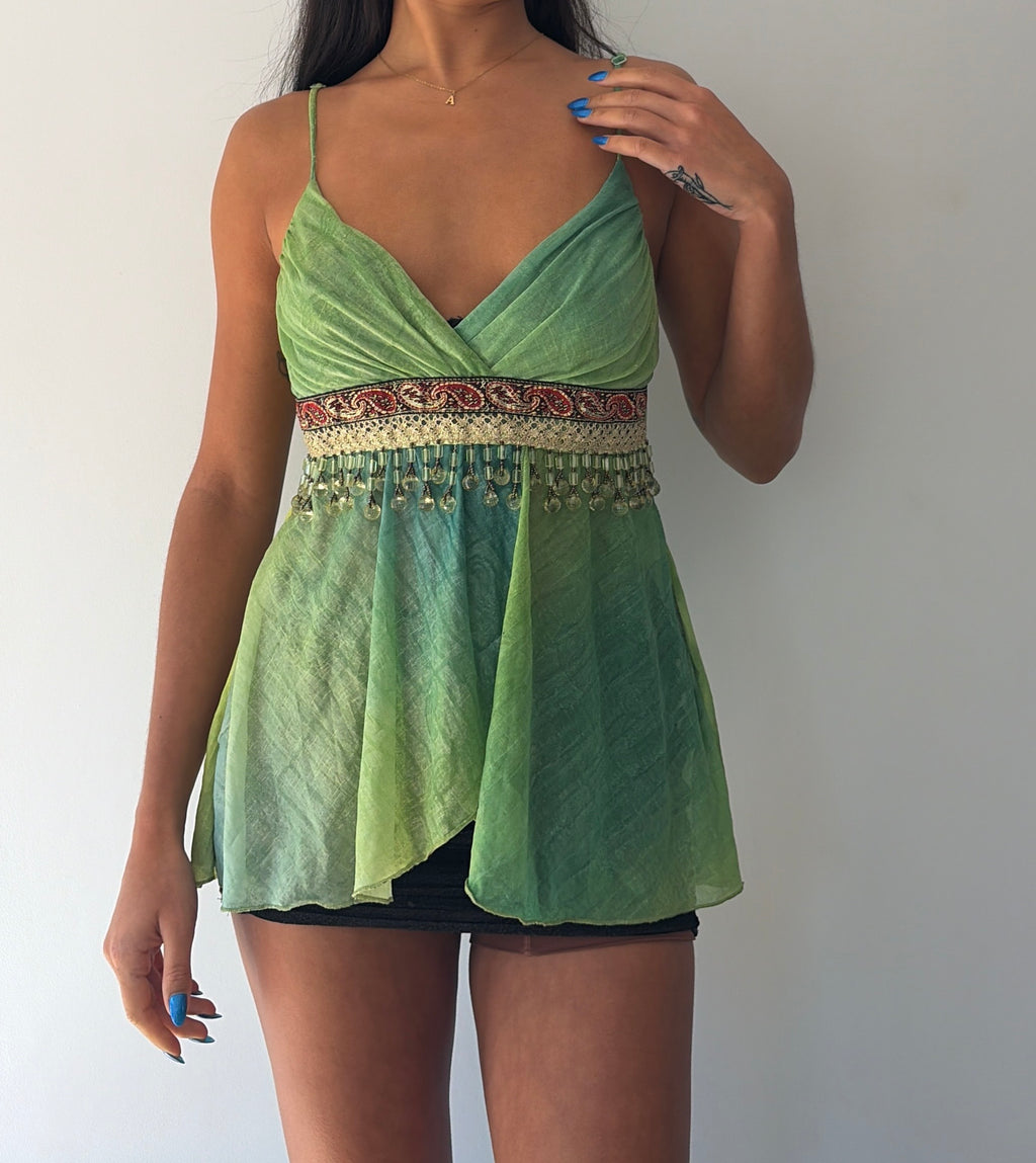 Green Beaded Floaty Top
