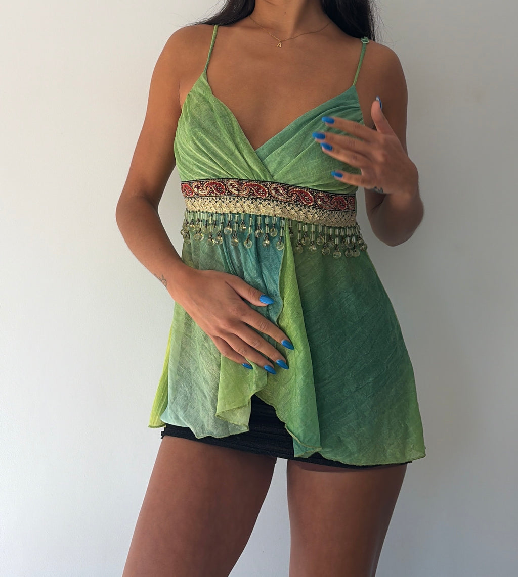 Green Beaded Floaty Top