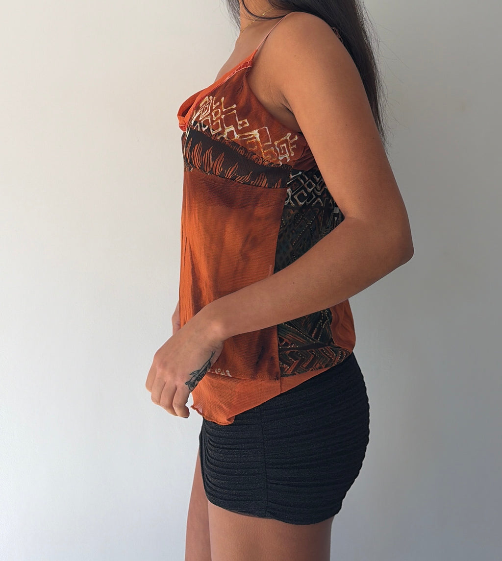 Orange Boho Mesh Cami