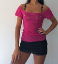 Pink Milkmaid Rose Embroidered Top