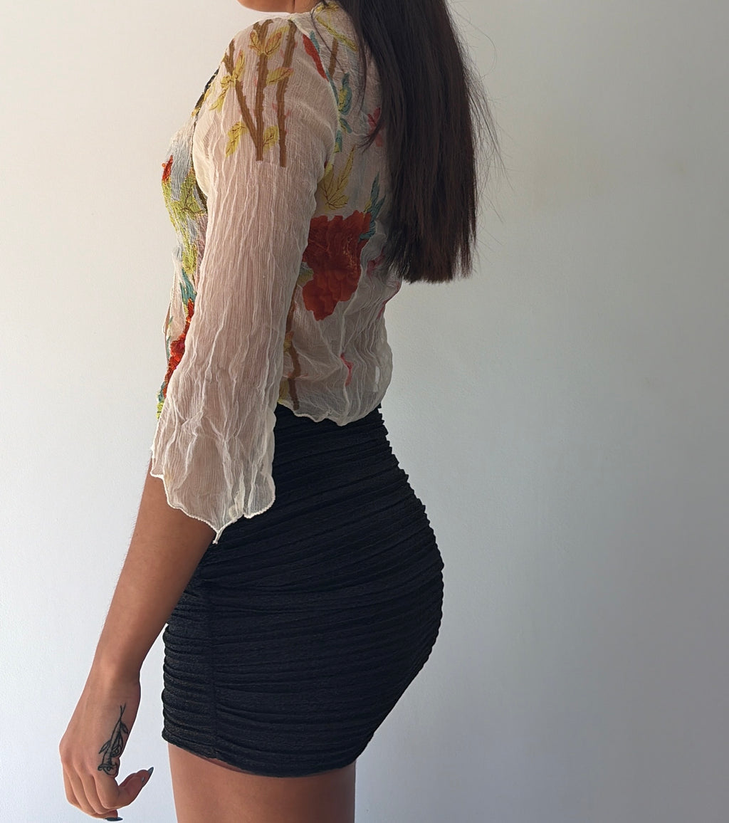 Rene Derhy White Tie Up Mesh Bolero