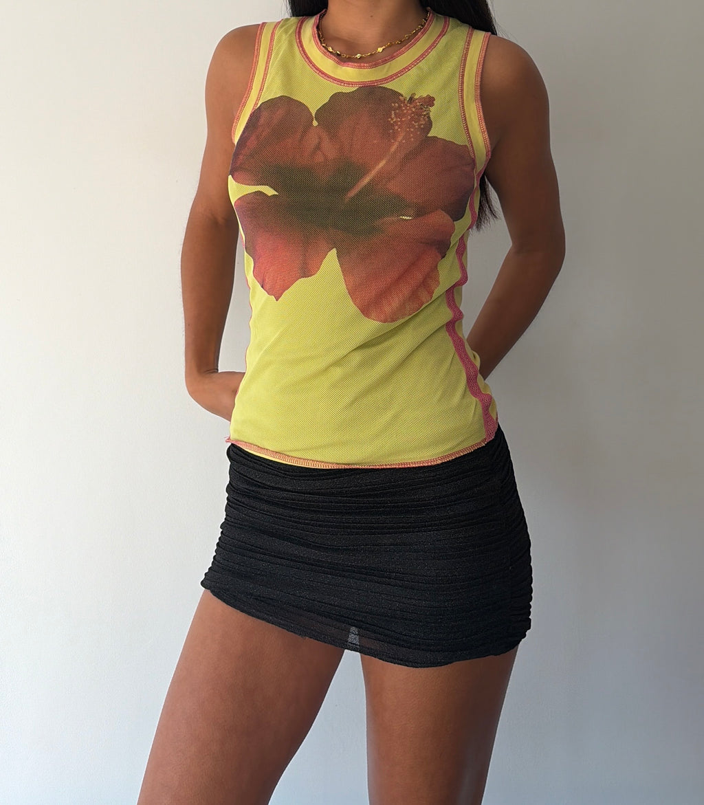 Yellow and Pink Hibiscus Tank
