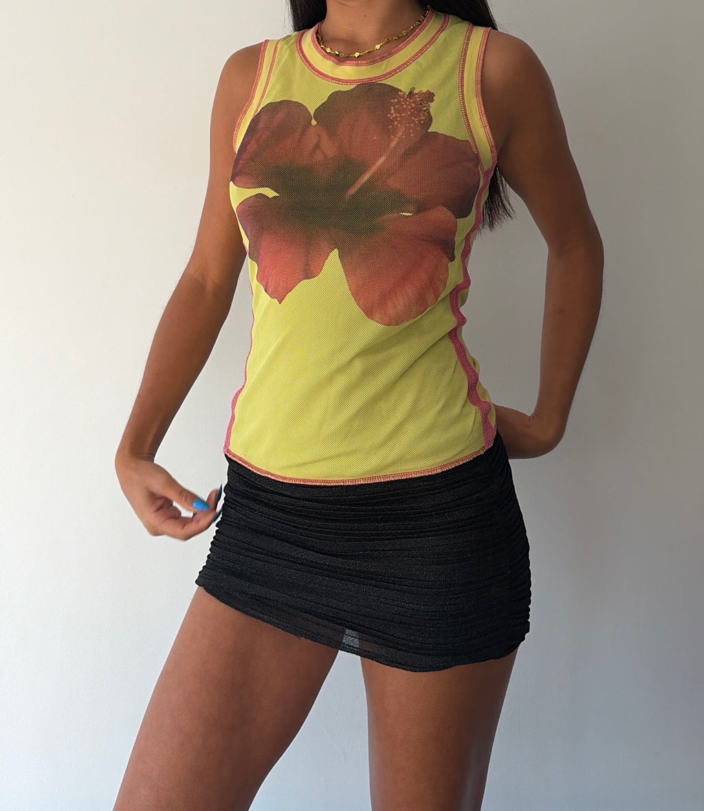 Yellow and Pink Hibiscus Tank
