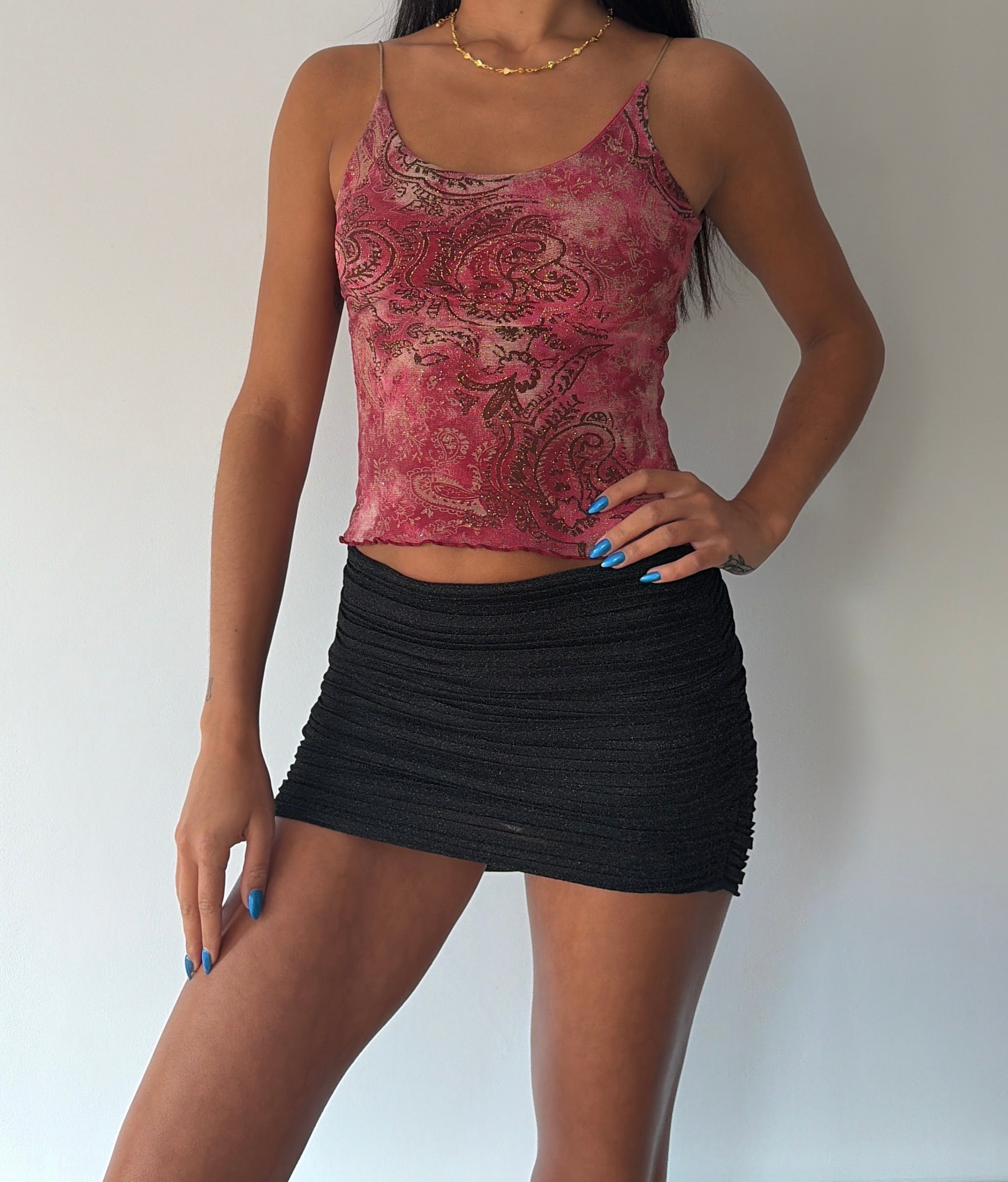 Liquid Pink Paisley Sparkle Cami