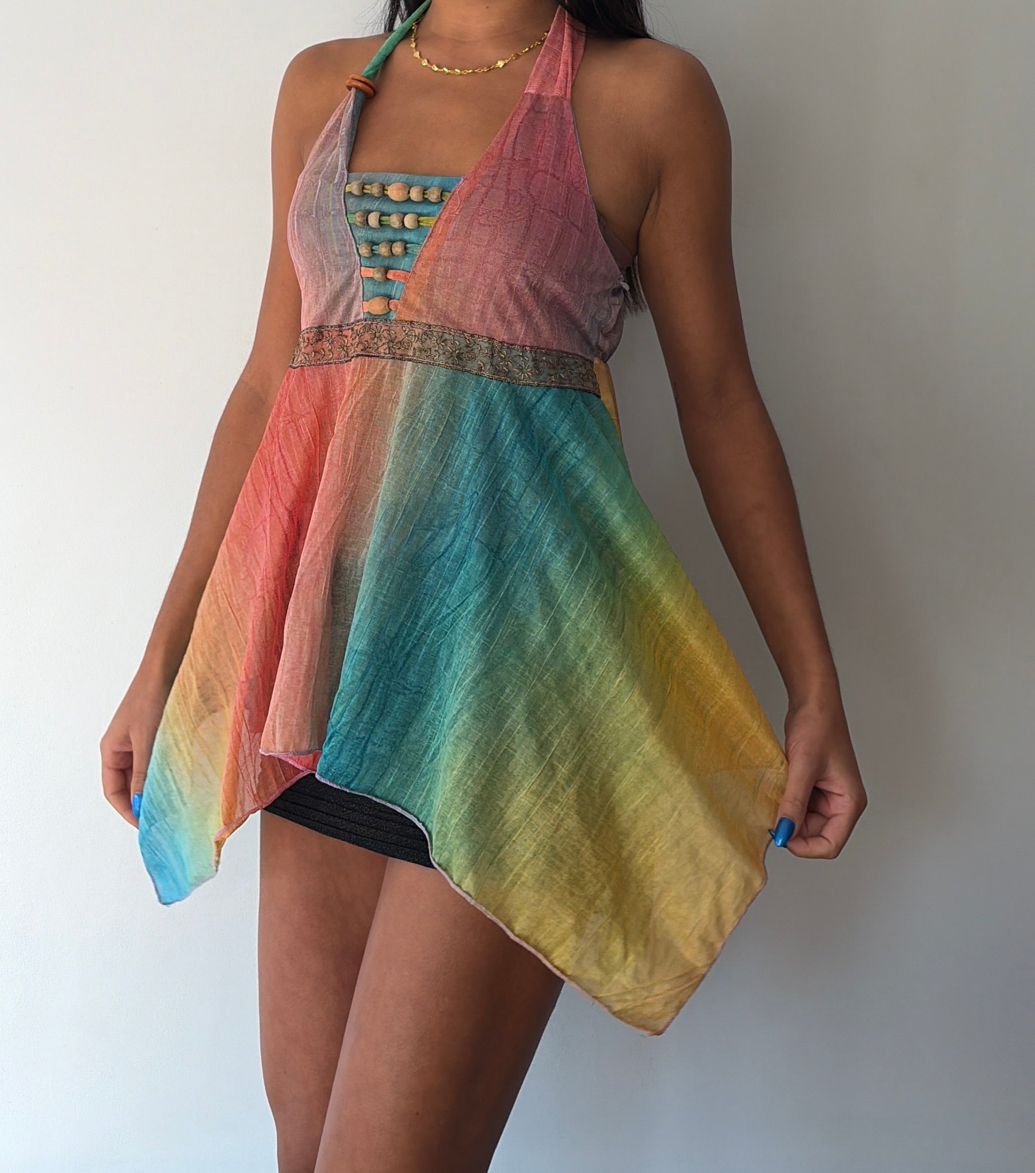 Multicolour Silk Fairy Halterneck Top
