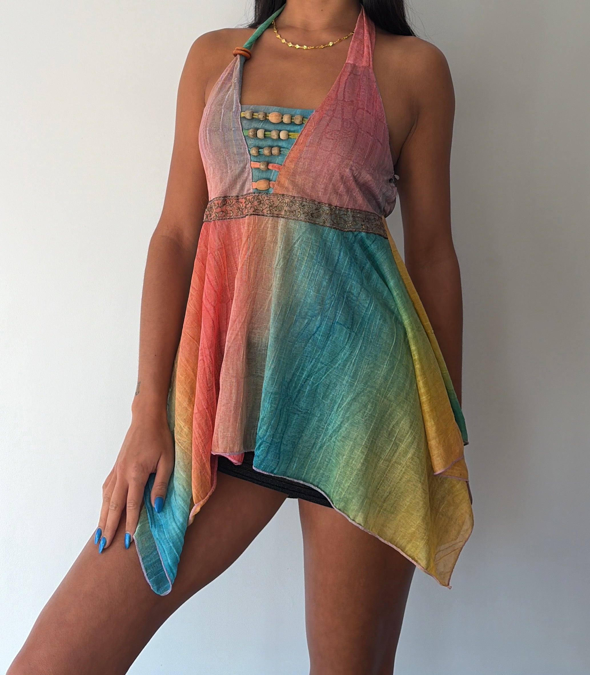 Multicolour Silk Fairy Halterneck Top