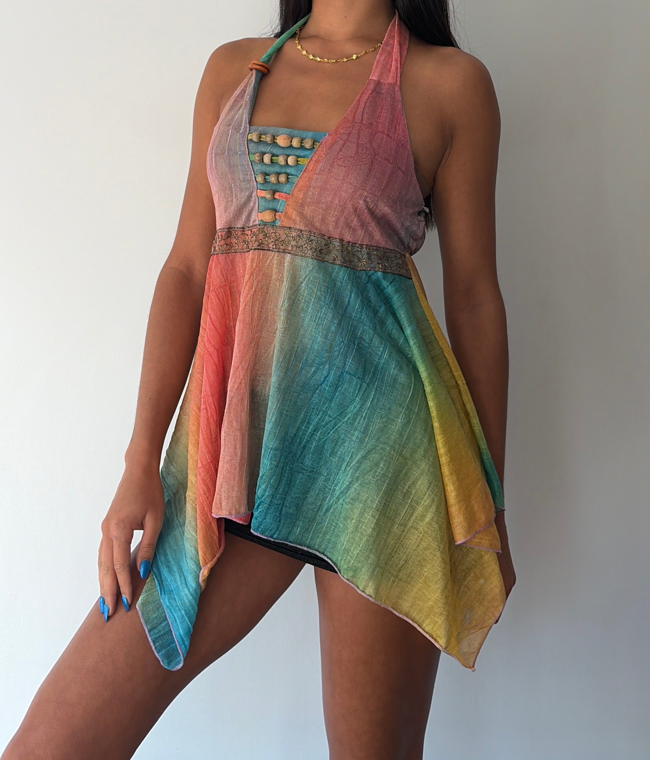 Multicolour Silk Fairy Halterneck Top