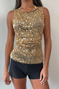 Vintage Gold Sequin Knit Top