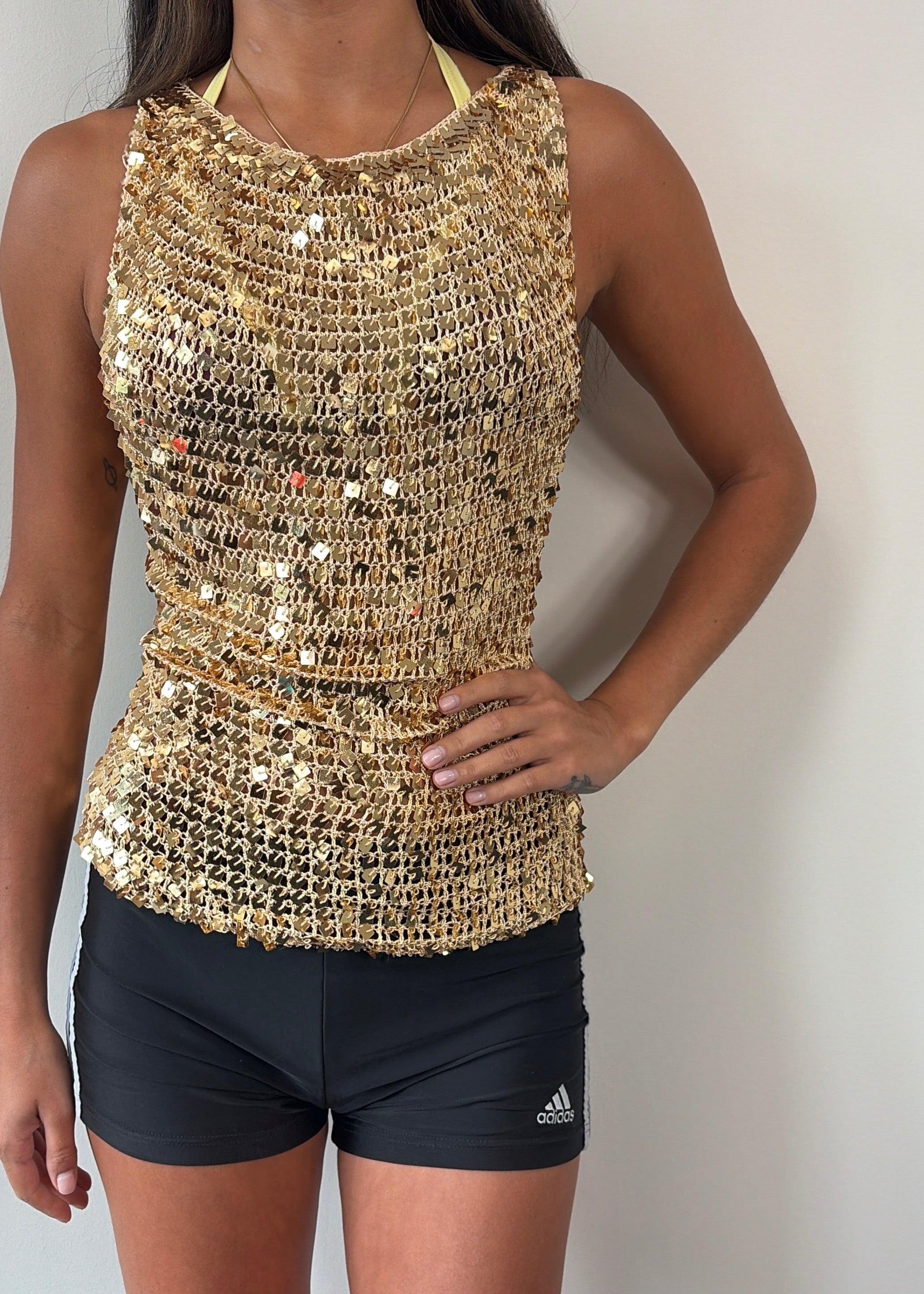 Vintage Gold Sequin Knit Top