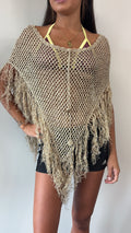 Beige Fringe Multiway Poncho