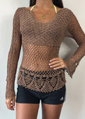 Vintage Brown Crochet Long Sleeve