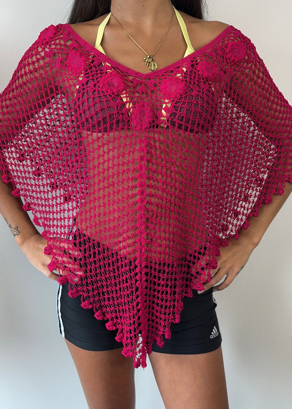 Pink Crochet Poncho