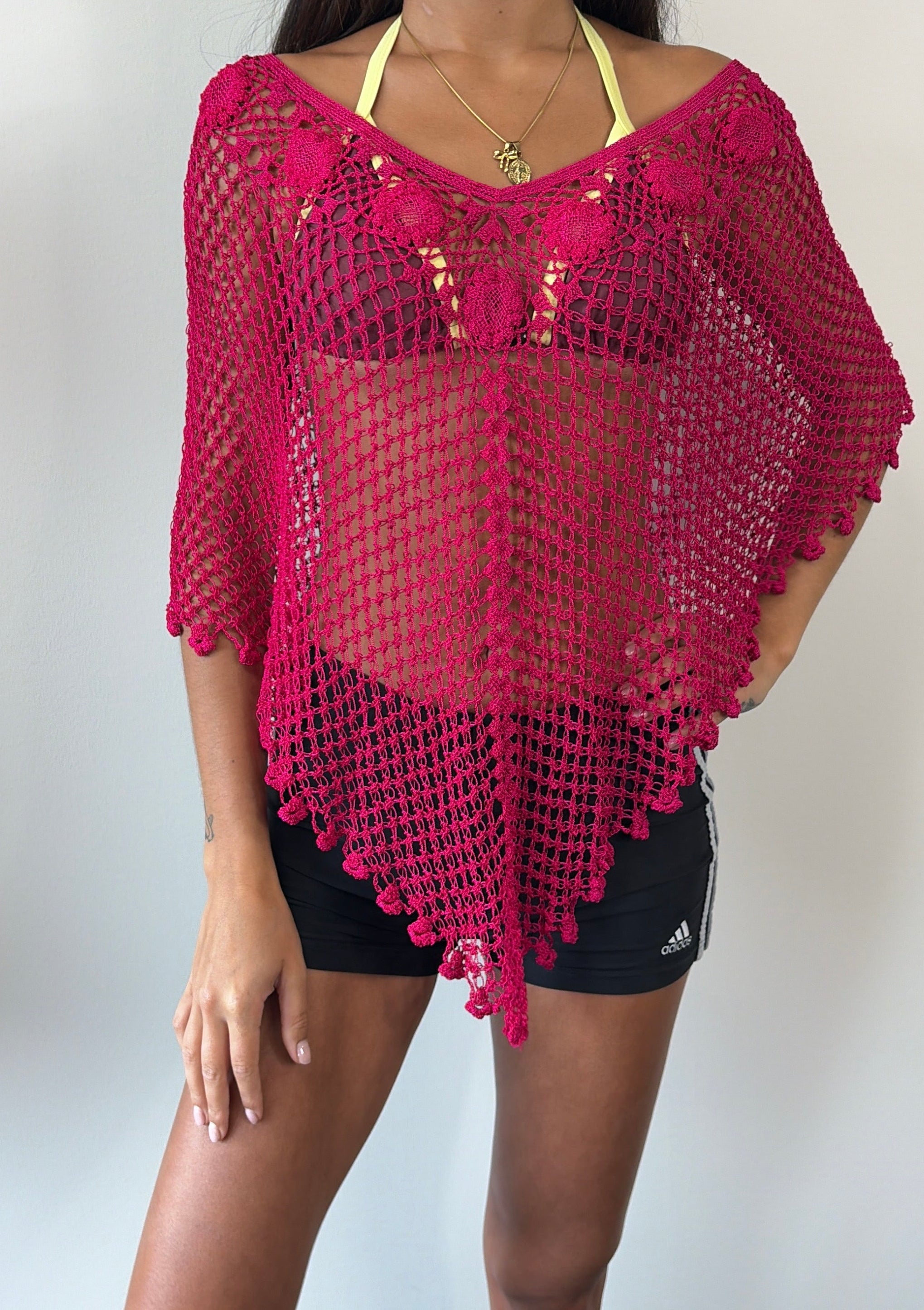 Pink Crochet Poncho