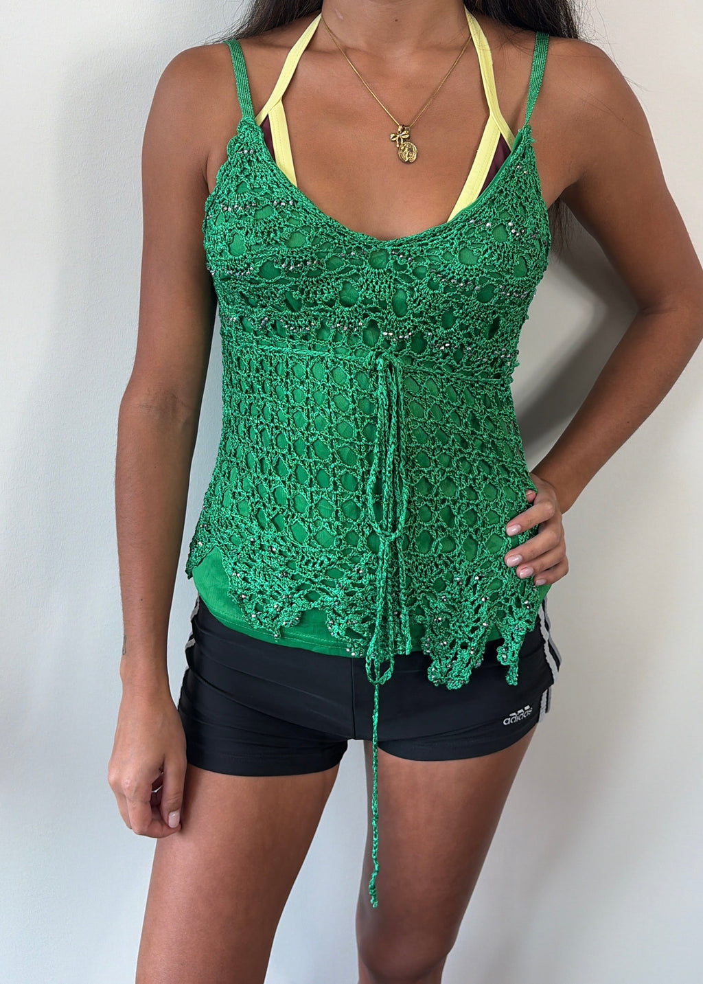 Green Crochet Cami
