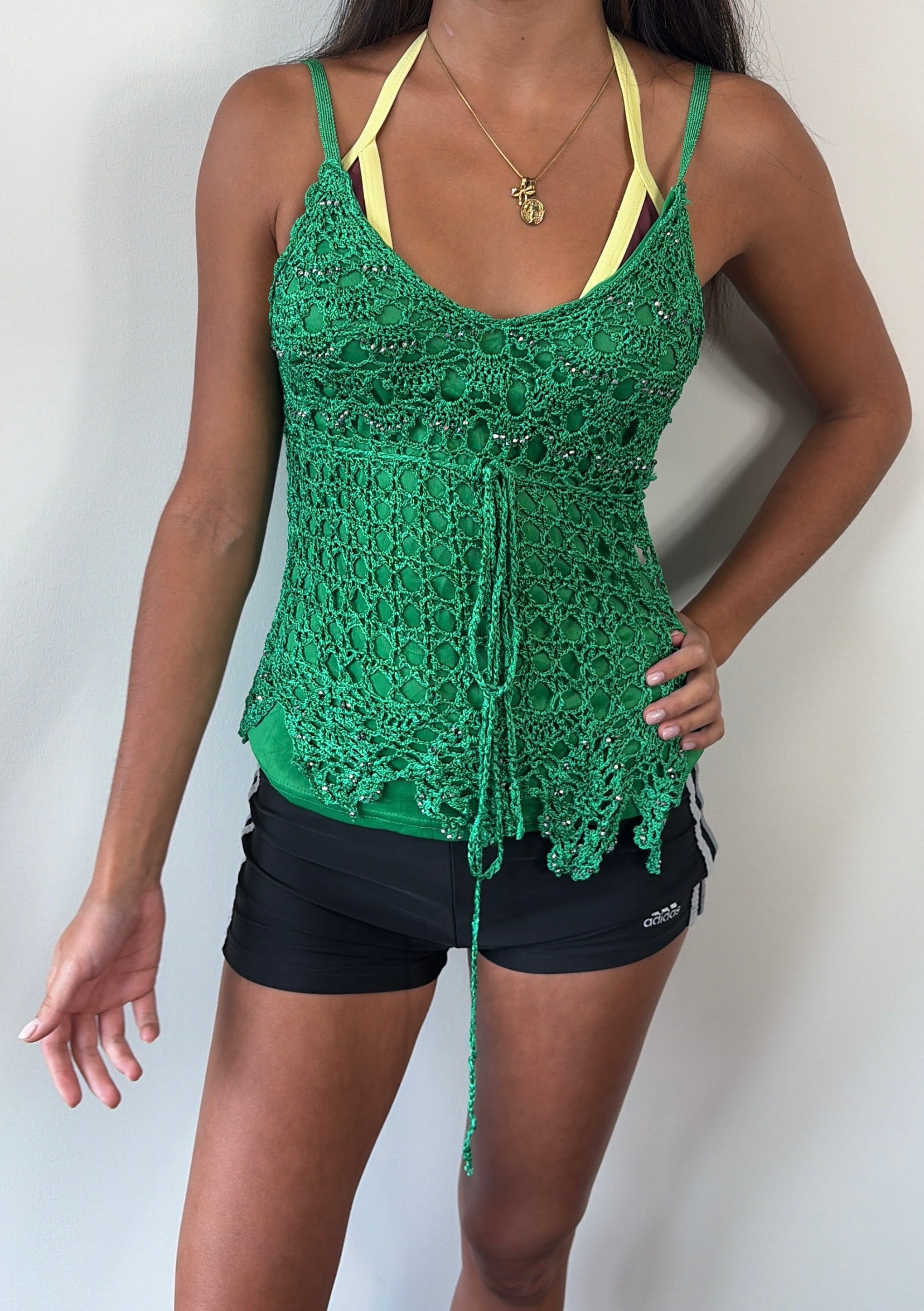 Green Crochet Cami