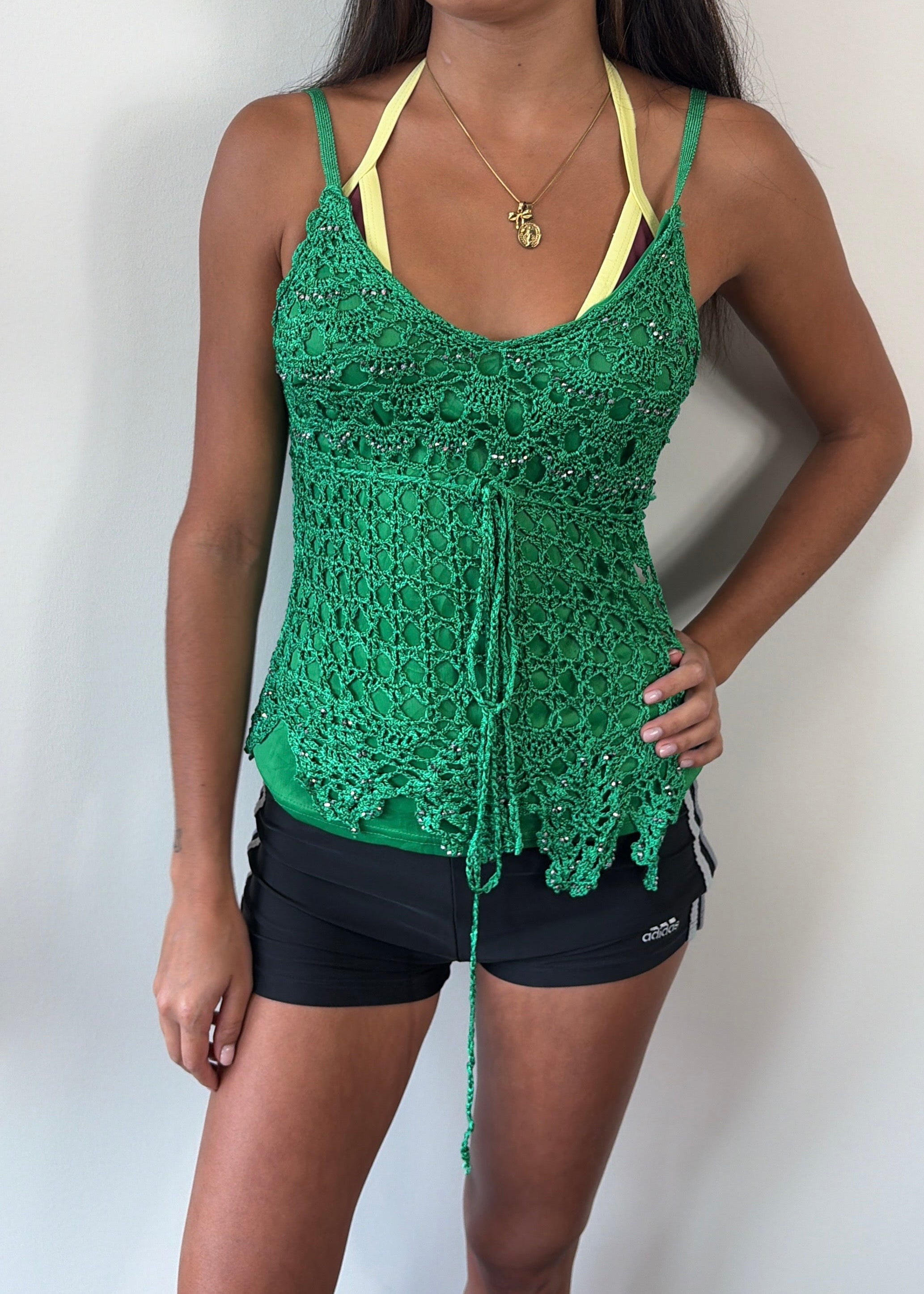 Green Crochet Cami