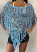 Turquoise Pearl Fringe Poncho