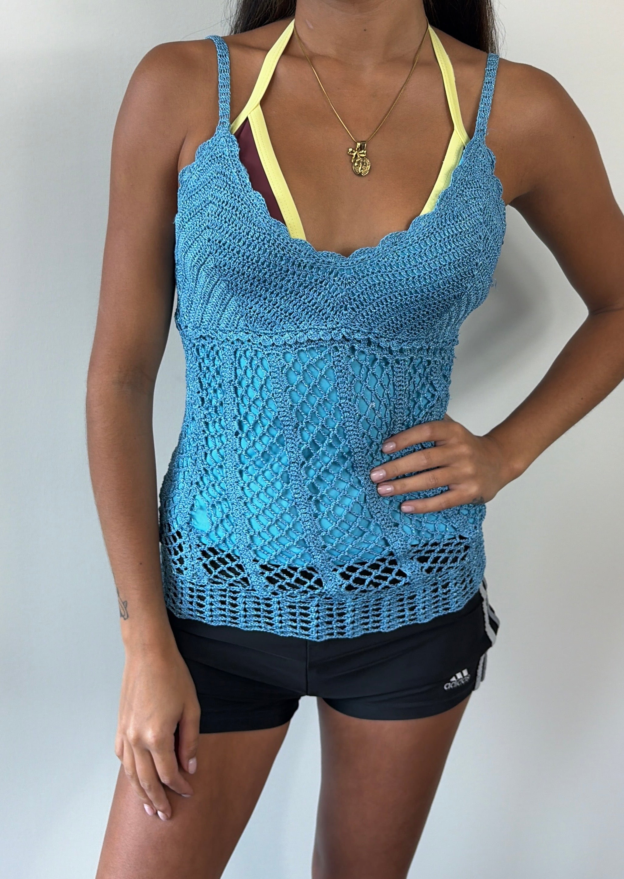 Turquoise Crochet Cami
