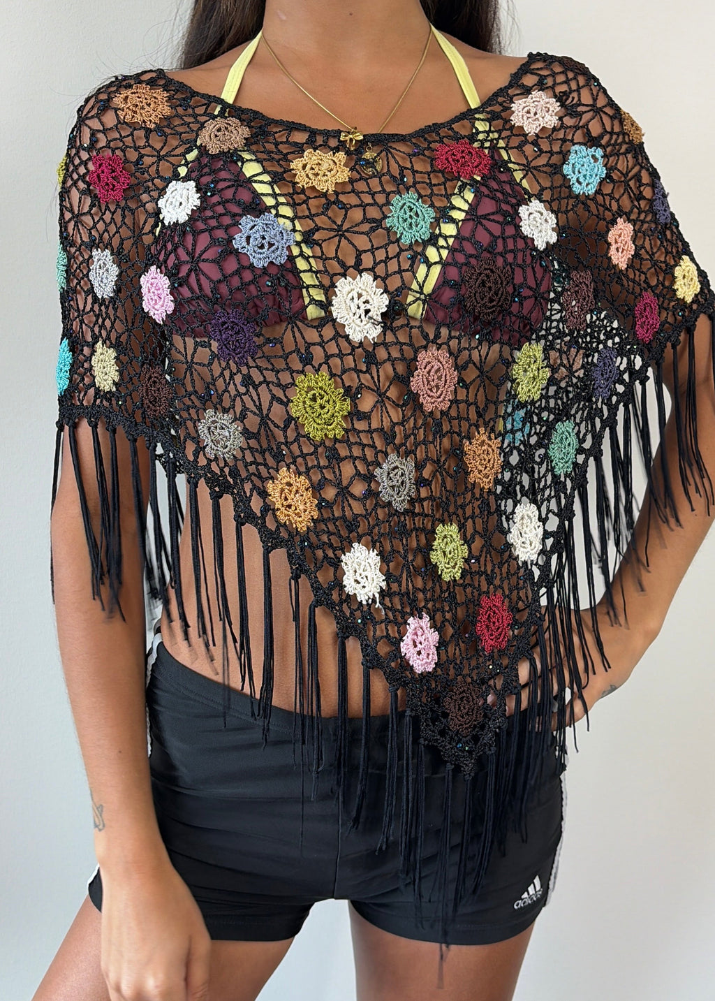 Black Patchwork Multiway Poncho