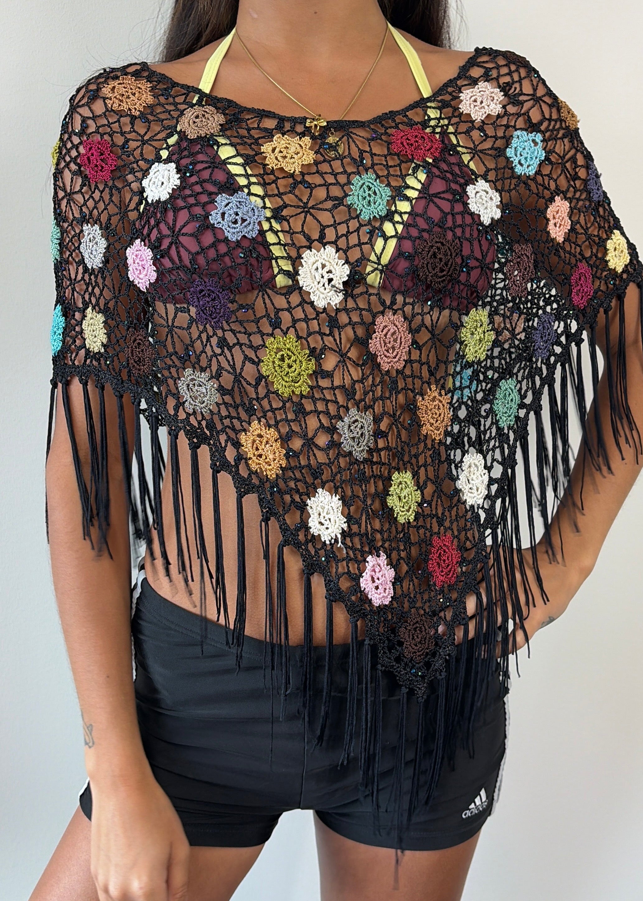 Black Patchwork Multiway Poncho
