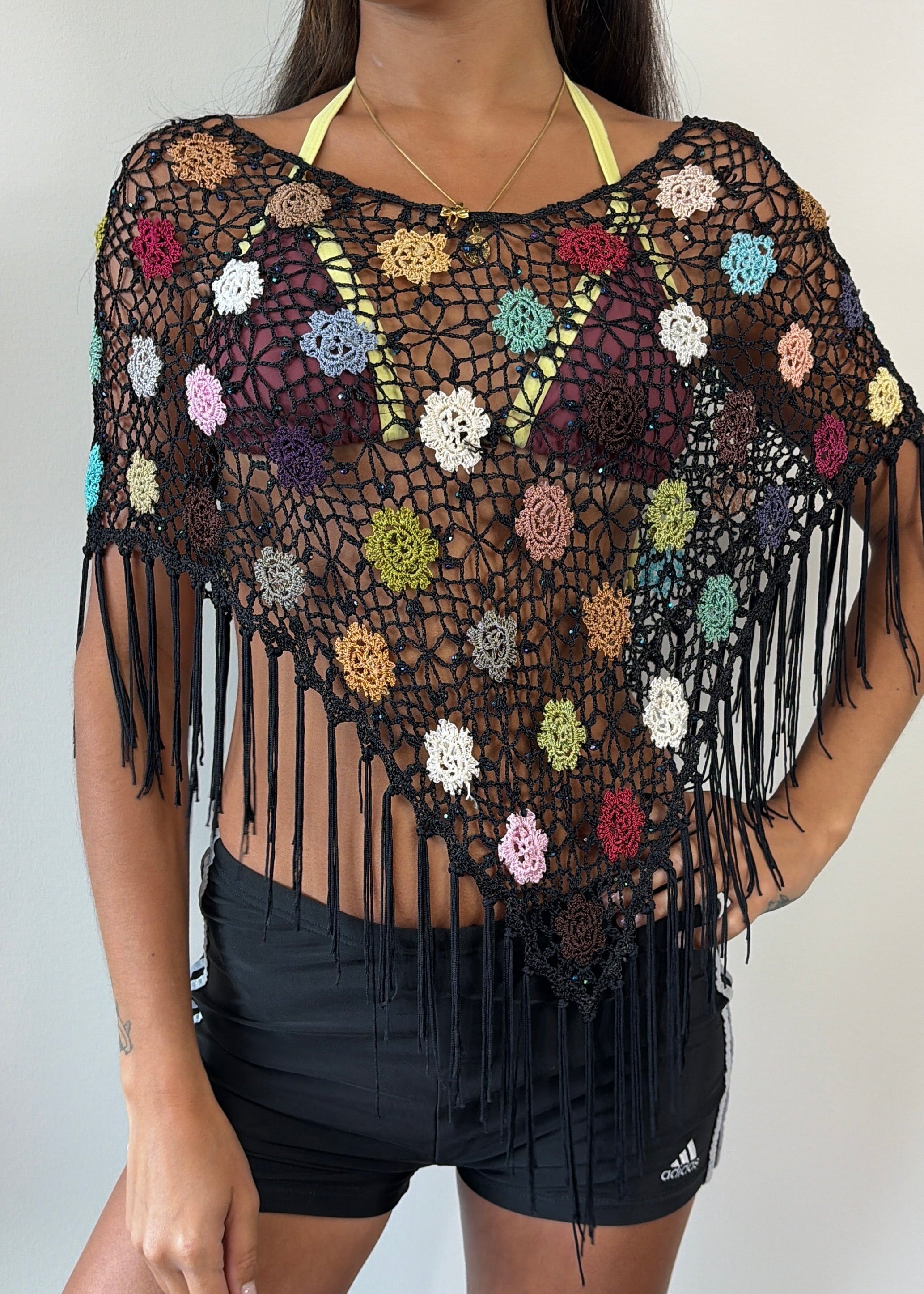 Black Patchwork Multiway Poncho