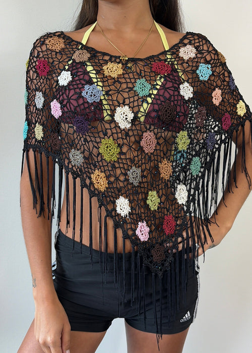 Black Patchwork Multiway Poncho
