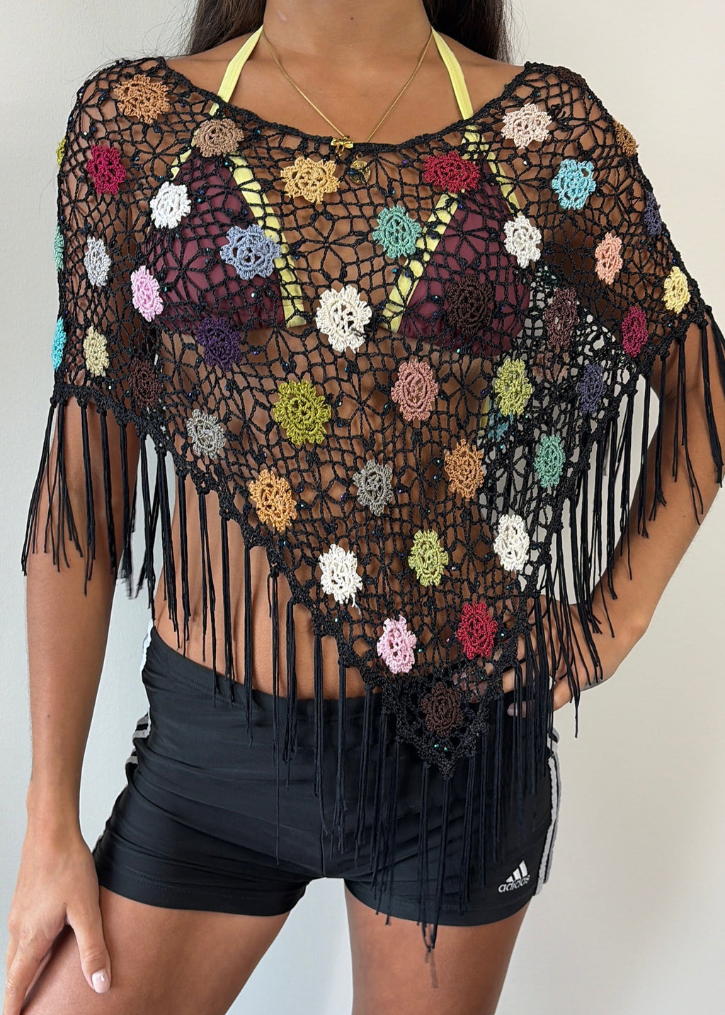 Black Patchwork Multiway Poncho