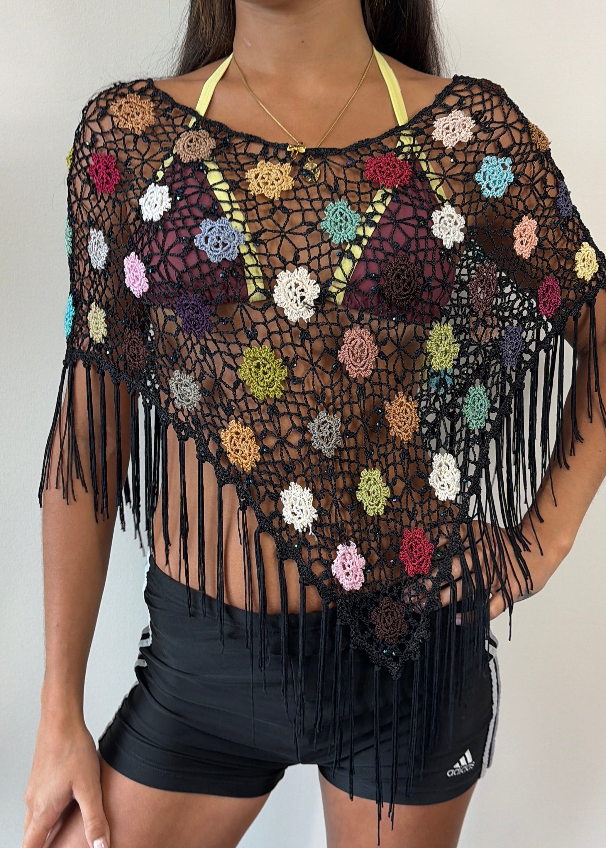 Black Patchwork Multiway Poncho