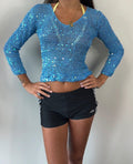 Turquoise Sequin Long Sleeve