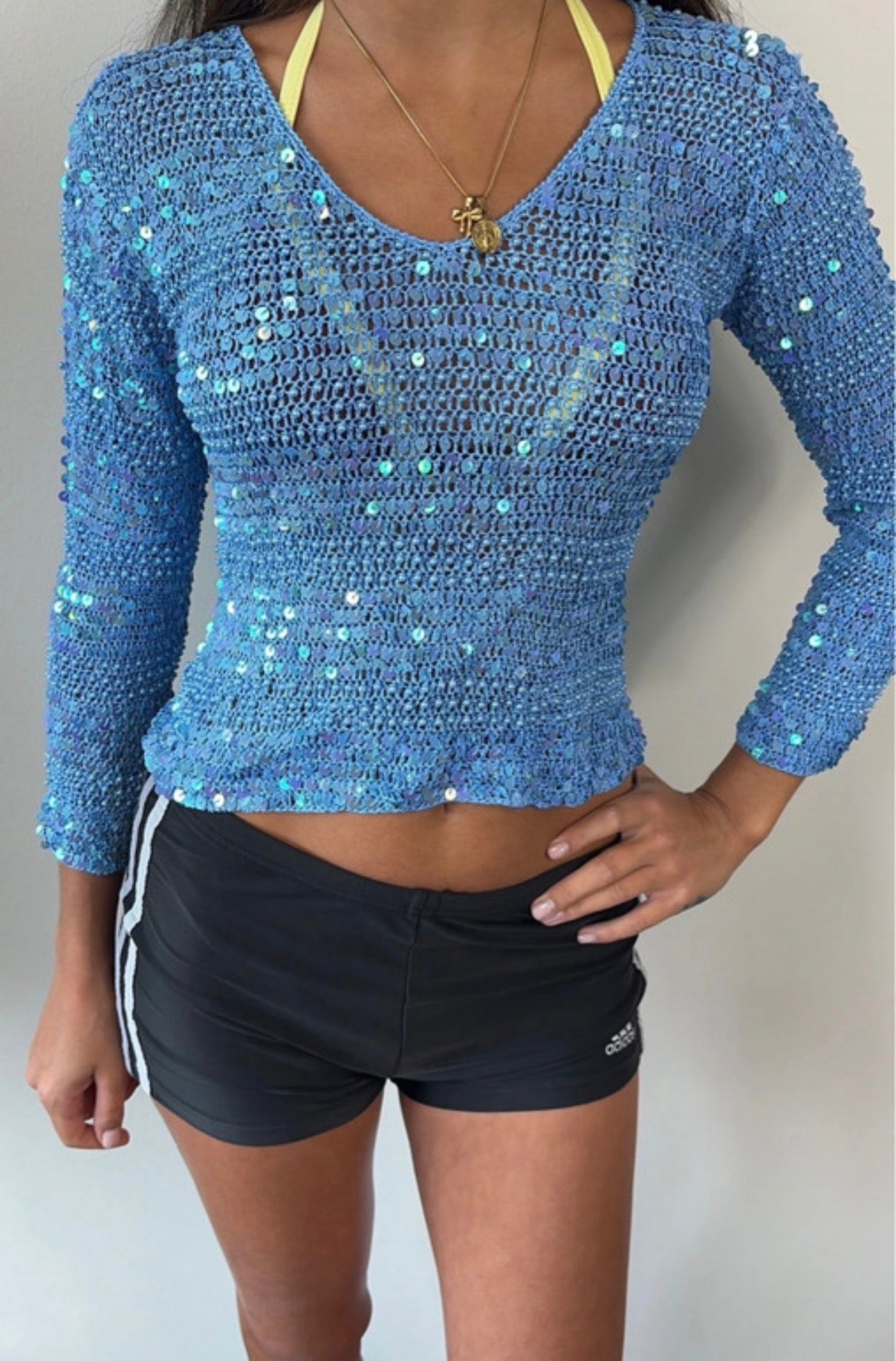 Turquoise Sequin Long Sleeve