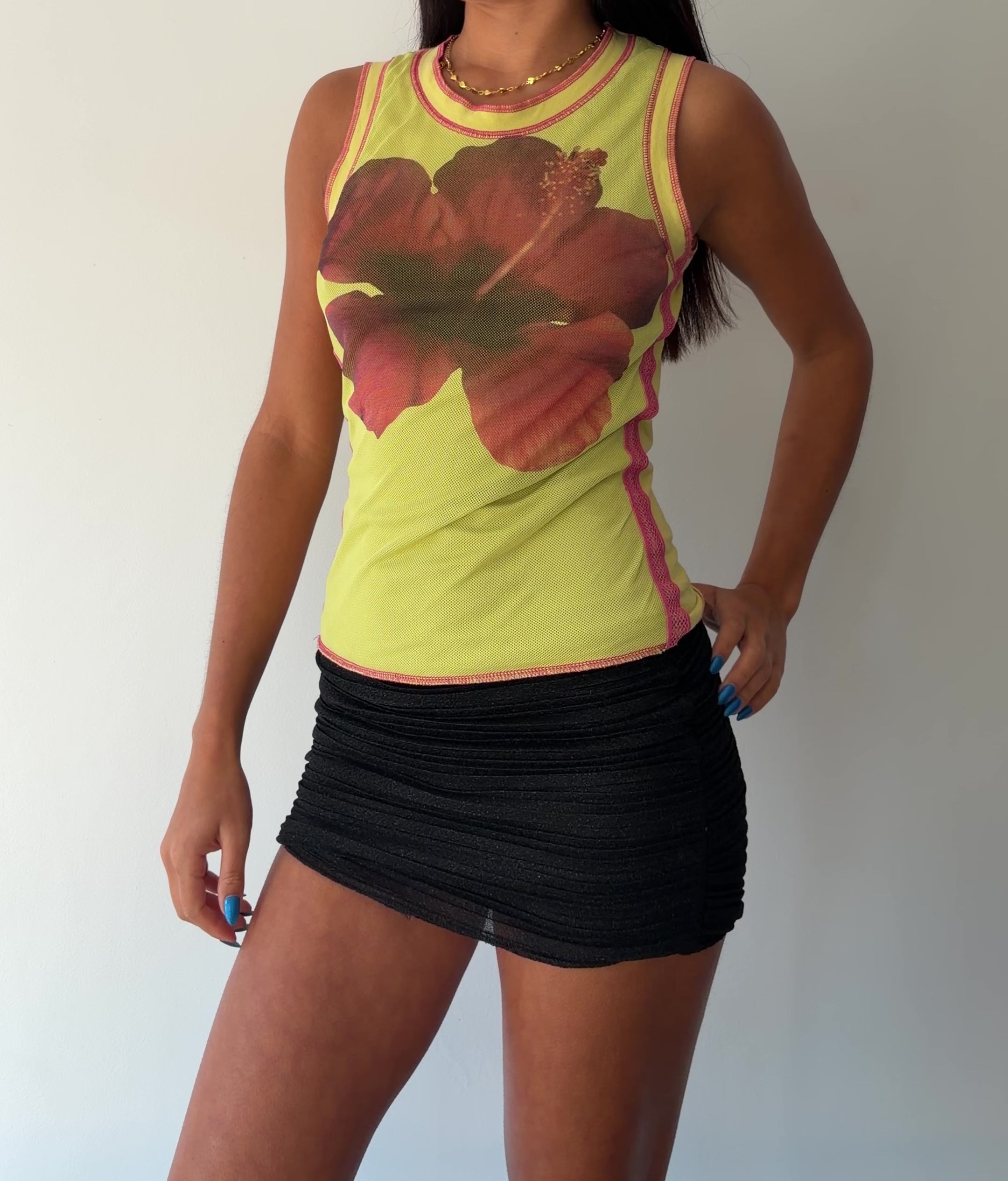Yellow and Pink Hibiscus Tank